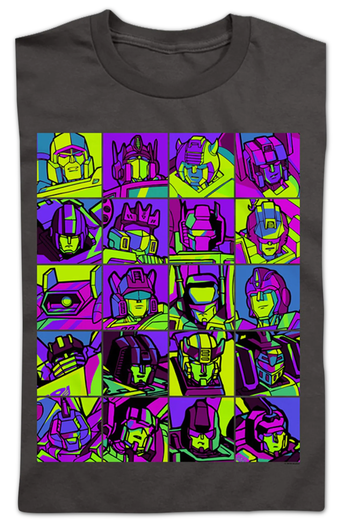 Youth Neon Pop Art Robot Collage Transformers Shirt - Image 2