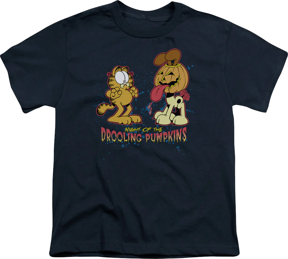 Youth Night Of The Drooling Pumpkins Garfield Shirt